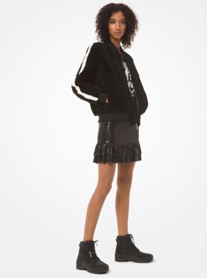 Falda de jersey de volantes en capas con lunares efecto espejo