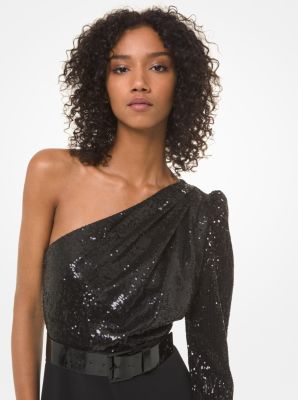 mk sequined one shoulder jumpsuit