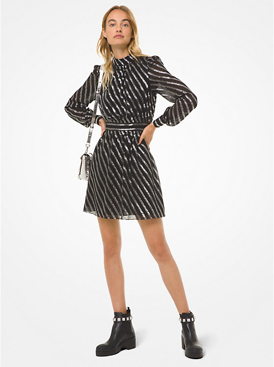 Metallic Stripe Silk Jacquard Dress image number 0