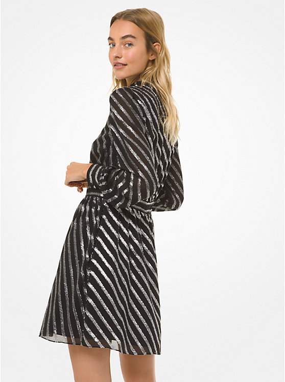 Metallic Stripe Silk Jacquard Dress image number 1