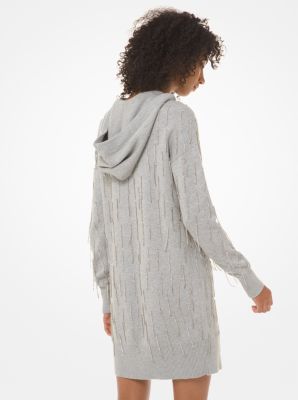 Crystal-Fringed Cotton-Blend Hoodie Dress image number 1