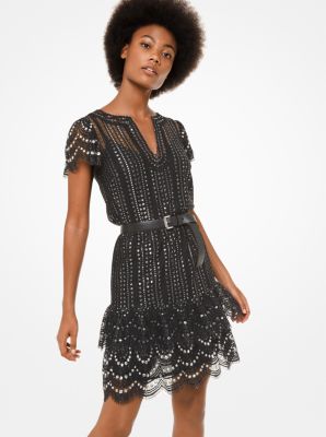 michael kors embellished embroidered lace dress