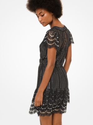 michael kors embellished embroidered lace dress