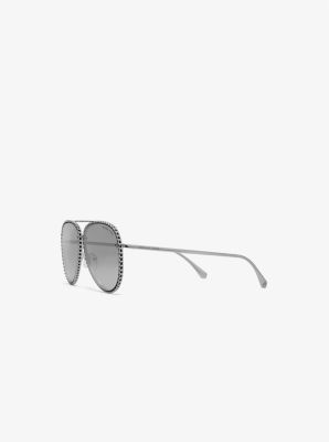 Michael kors silver aviator sunglasses best sale