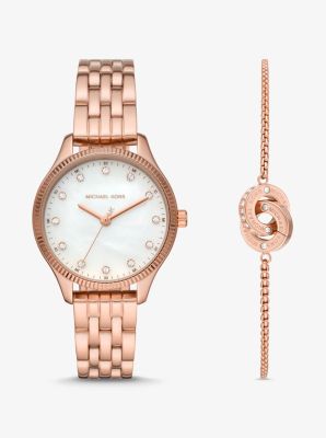 michael kors rose gold and silver watch