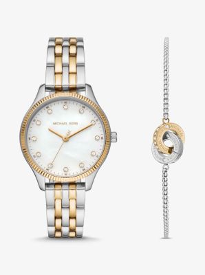 Lexington Two-Tone Watch and Interlocked Circle Bracelet Set image number 0