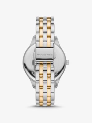 Lexington Two Tone Watch and Interlocked Circle Bracelet Set Michael Kors