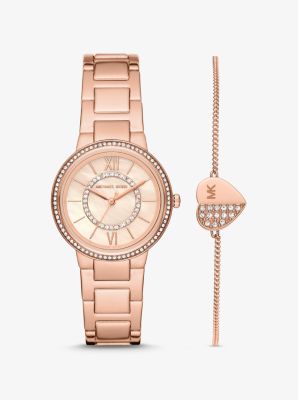 Mini Gabbi Pavé Rose Gold-Tone Watch and Heart Bracelet Set image number 0