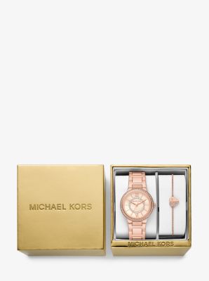 Mini Gabbi Pavé Rose Gold-Tone Watch and Heart Bracelet Set image number 3