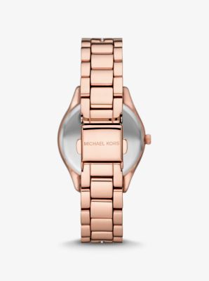 Mini Lauryn Pavé Rose Gold-Tone Watch and Halo Slider Bracelet Set image number 2