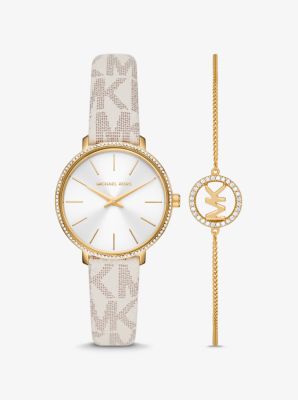 Set De Pulsera Y Reloj Pyper En Tono Dorado Con Logotipo | Michael Kors