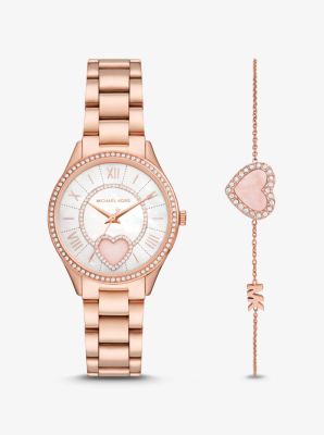 Pavé Lauryn | Mini Bracelet and Heart Rose Gold-Tone Michael Kors Watch Set Slider Canada