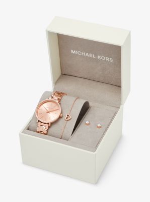 Mini Pyper Pavé Rose Gold-Tone Watch, Bracelet and Stud Earrings