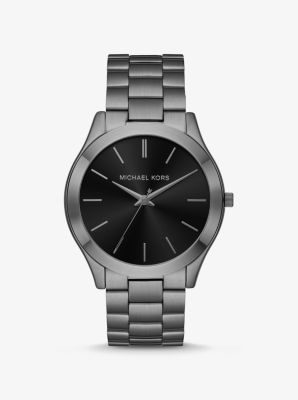 Coffret-cadeau composé d'une montre Slim Runway gris acier surdimensionnée et d'un portefeuille Jet Set en cuir à breloque image number 1