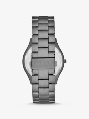 Coffret-cadeau composé d'une montre Slim Runway gris acier surdimensionnée et d'un portefeuille Jet Set en cuir à breloque image number 3