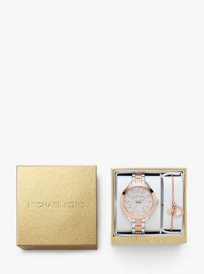 Pavé Two-Tone Watch and Heart Bracelet Set | Michael Kors