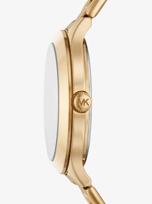 Pavé Gold-Tone Watch and Heart Bracelet Set