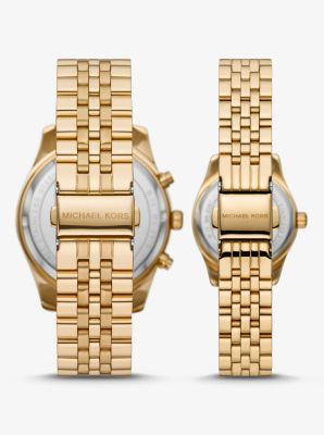 Lexington His and Hers Pav Gold Tone Watch Set Michael Kors