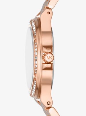 Set de pulsera y reloj Lennox en tono dorado rosa con pav&eacute; in DORADO ROSA | Michael Kors