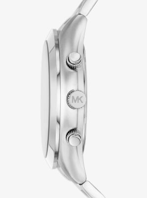 Oversized Slim Runway Silver-Tone Watch And Logo Bracelet Set in SILVER | Michael Kors