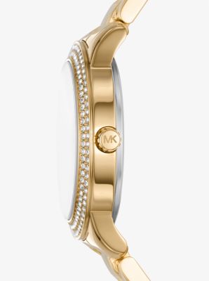 Mini Tibby Gold-Tone Pavé Watch and Bracelet Gift Set | Michael Kors