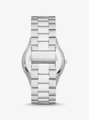 Übergroße Armbanduhr Slim Runway im Silberton und Brieftasche aus Saffianleder image number 3