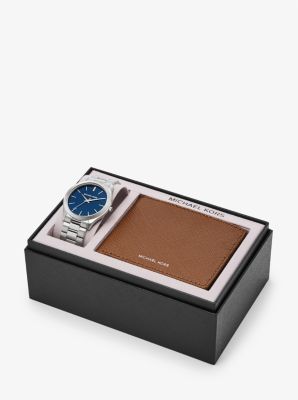 Übergroße Armbanduhr Slim Runway im Silberton und Brieftasche aus Saffianleder image number 4