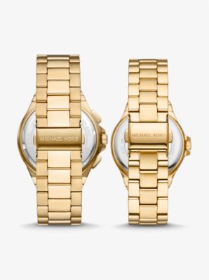 Lennox His and Hers Pavé Gold-Tone Watch Set image number 2