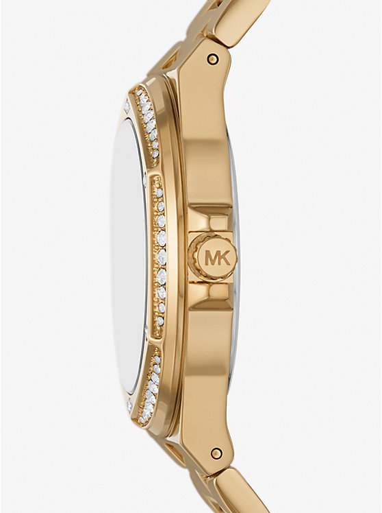 Lennox Pavé Logo Gold-Tone Watch and Bracelet Set image number 1