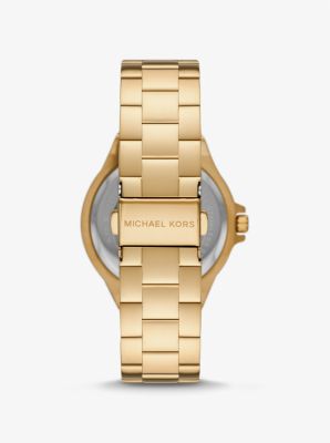 Set de pulsera y reloj Lennox en tono dorado con logotipo e incrustaciones in DORADO | Michael Kors