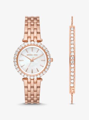 Mini Darci Pave Rose Gold-Tone Watch and Bracelet Gift Set | Michael ...