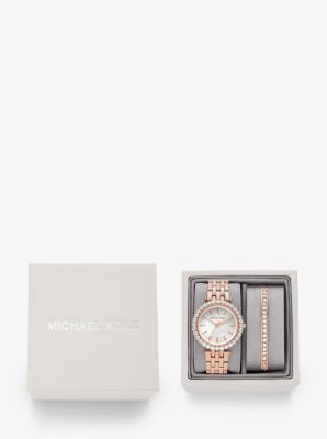 Michael kors rose gold watch and bracelet on sale set