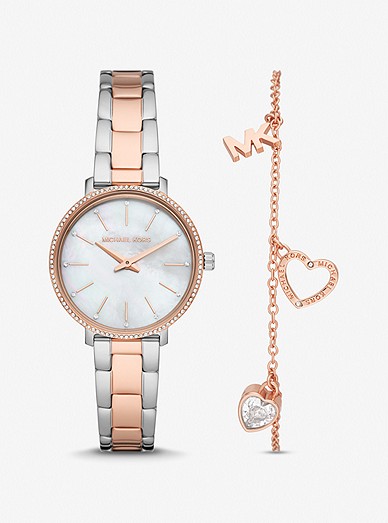 Pyper Two-tone Watch And Rose Gold-tone Bracelet Set | Michael Kors