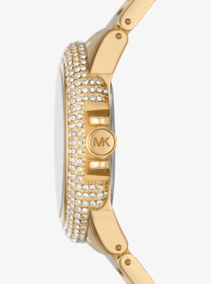 Ensemble-cadeau montre Camille surdimensionnée dorée à pavé et bracelet coulissant image number 1