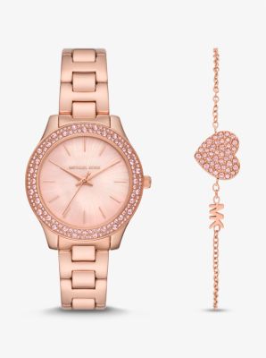 Liliane Pavé Rose Gold-tone Watch And Bracelet Gift Set | Michael Kors