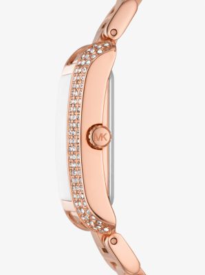 Mini Emery Pavé Rose Gold-Tone Watch and Necklace Gift Set image number 1