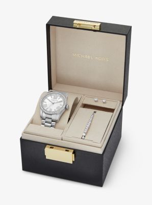 Coffret montre Lexington et bracelet argentés avec pierres pavées image number 3