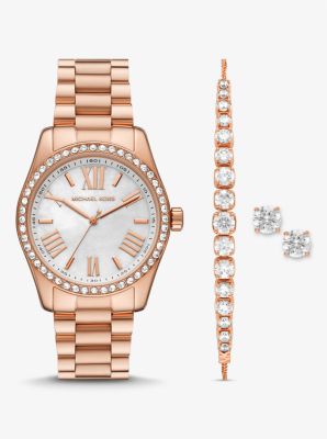 Set regalo gioielli e orologio Lexington tonalità oro rosa con pavé image number 0