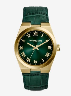 Channing Embossed-Leather Gold-Tone  Watch