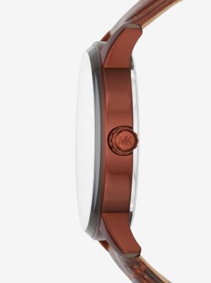 Kinley Pav&eacute; Copper-Tone and Leather Watch