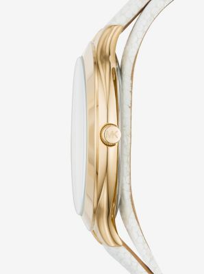 Slim Runway Gold-Tone and Leather Watch