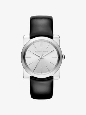 Kempton Silver-Tone Leather-Band Watch