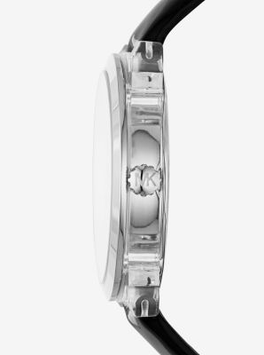 Kempton Silver-Tone Leather-Band Watch