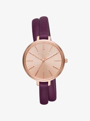 michael kors leather wrap watch