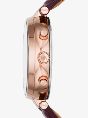 Sawyer Rose Gold-Tone and Embossed-Leather Watch
