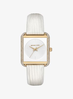 Lake Pav Gold Tone and Embossed Leather Watch Michael Kors Canada