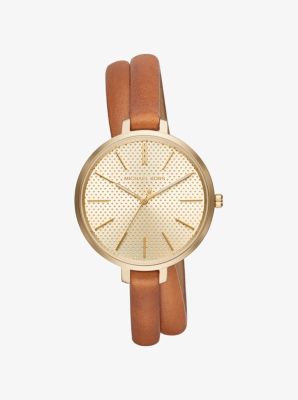 Jaryn Gold-Tone and Leather Wrap Watch | Michael Kors
