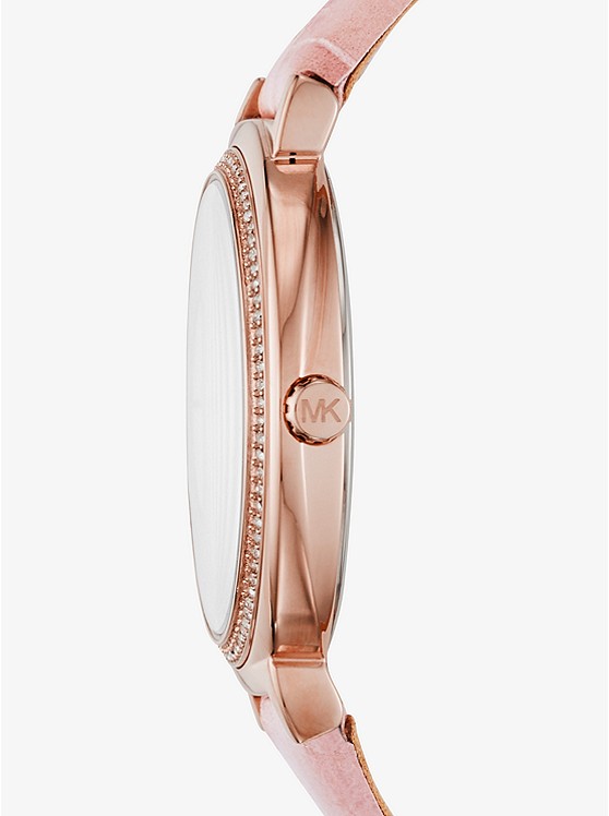 Cinthia Rose Gold-Tone and Embossed-Leather Watch