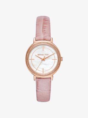 Cinthia Rose Gold-Tone and Embossed-Leather Watch | Michael Kors