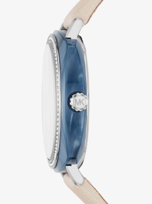 Nia Silver-Tone and Leather Watch